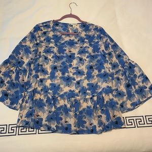 Blue flowered ruffle top from J.Crew